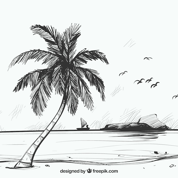 Premium Vector  Set of simple sketches of an abstract seaside view and  beach vector illustration sketch