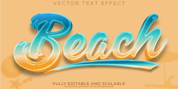 Пляжный текстовый эффект редактируемый стиль текста лето и остров