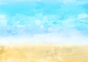 免费矢量海滩主题手绘水彩背景