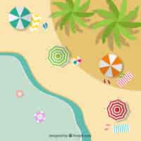 Free vector beach in a top view background