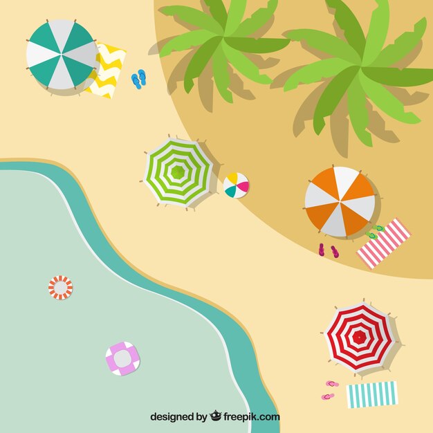 Beach in a top view background