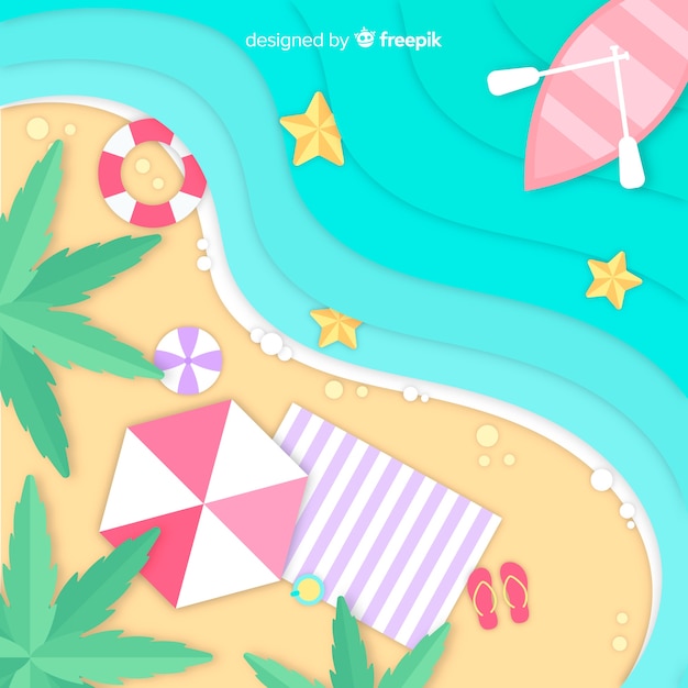 Free vector beach top view in paper style