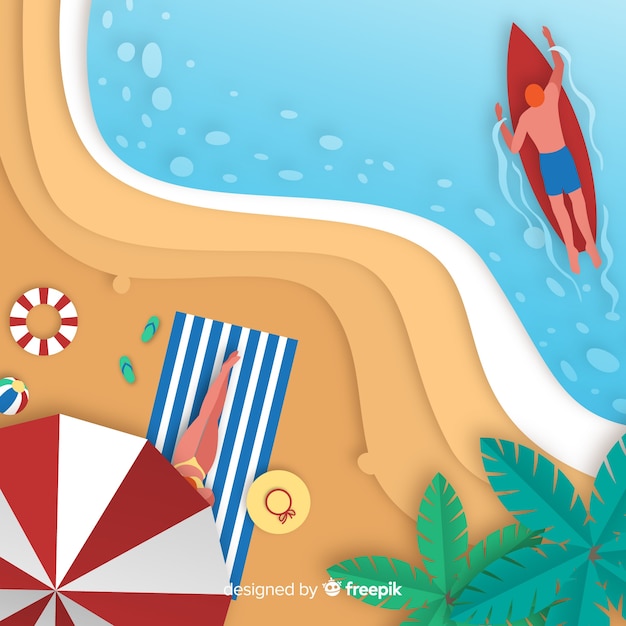 Free vector beach top view in paper style