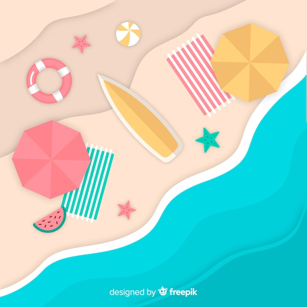 Beach top view in paper style