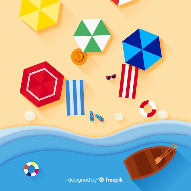 Free vector beach top view paper style