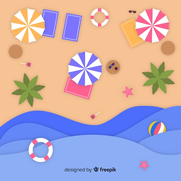 Free vector beach top view in paper style