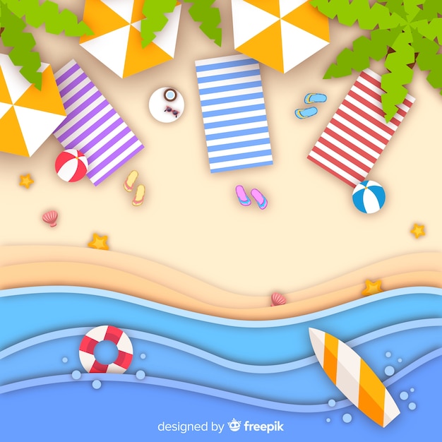 Beach top view in paper style