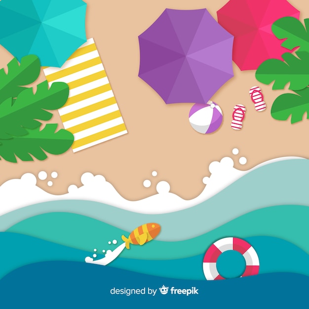 Free vector beach top view in paper style