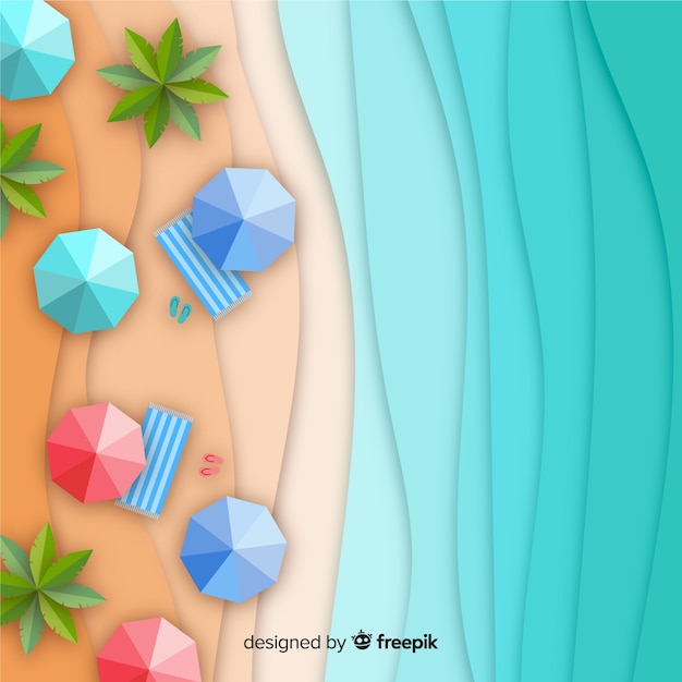 Free vector beach top view in paper style