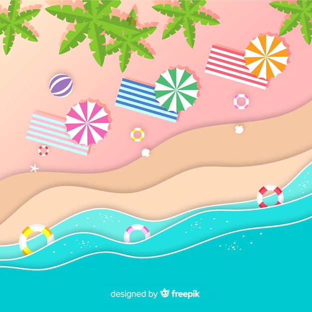 Free vector beach top view in paper style