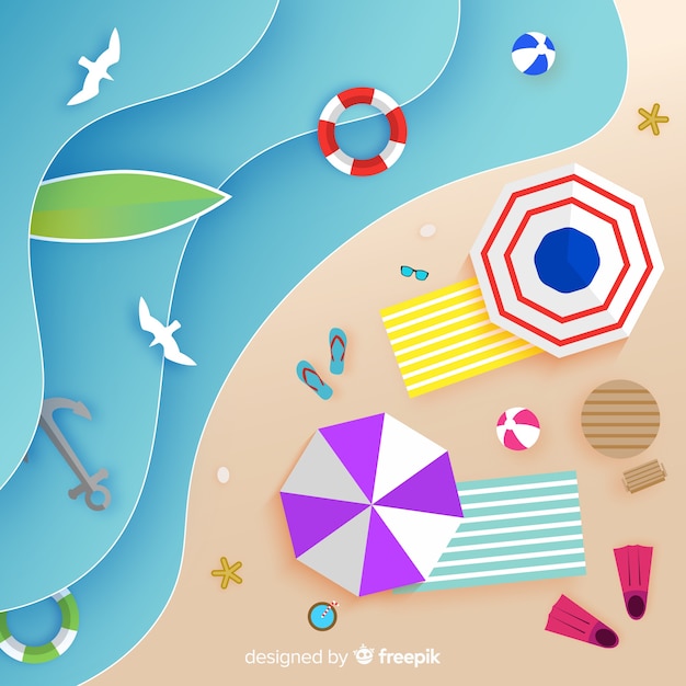 Free vector beach top view in paper style