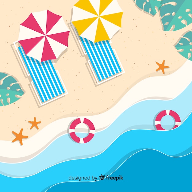 Free vector beach top view in paper style