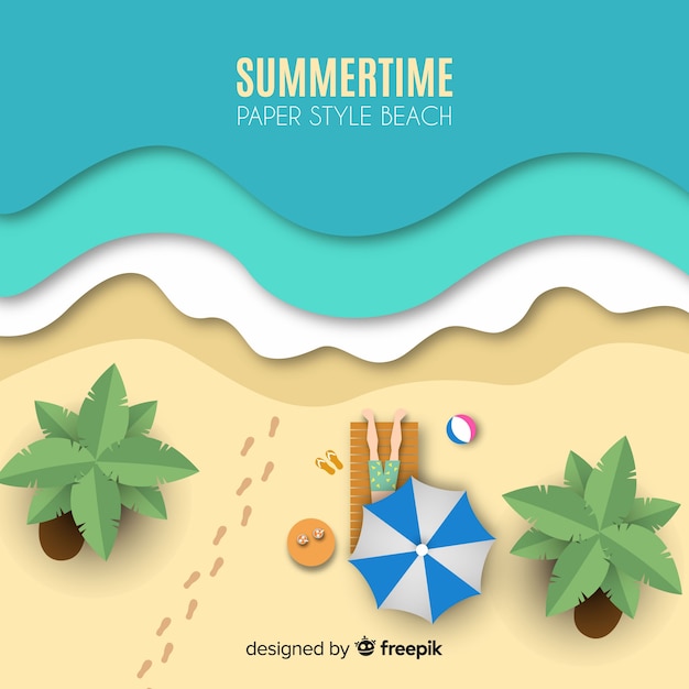 Free vector beach top view in paper style