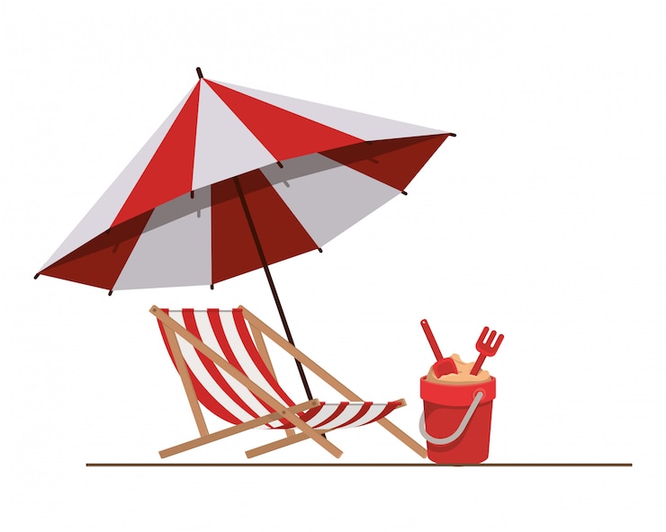 Free Vector beach umbrella for summer striped 