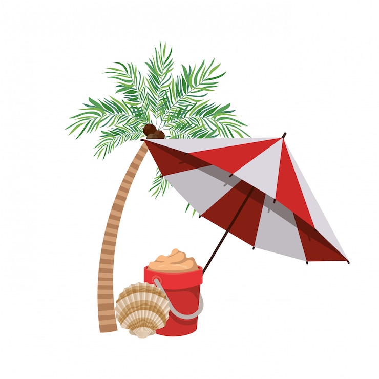 Free Vector beach umbrella for summer striped 