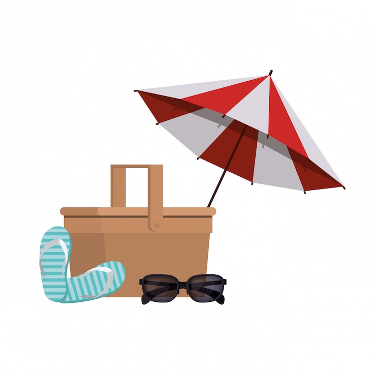 Free Vector beach umbrella for summer striped 