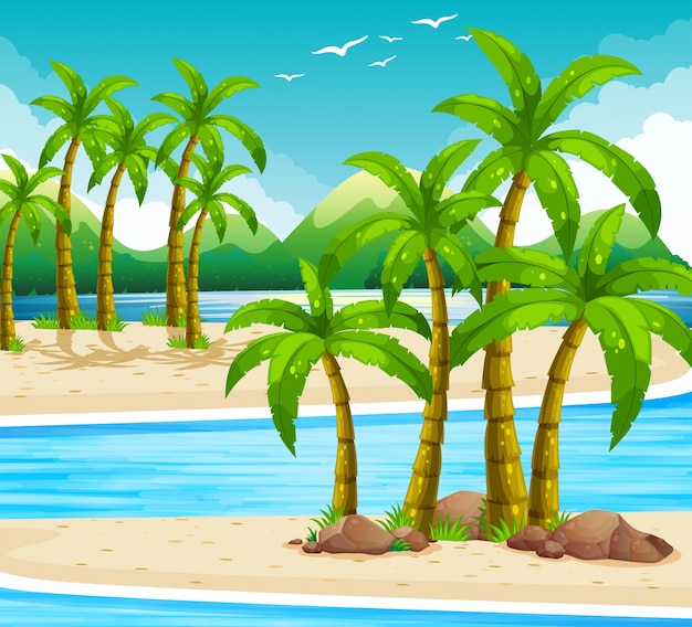 Beach view at daytime illustration