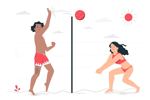 Free vector beach volleyball concept illustration