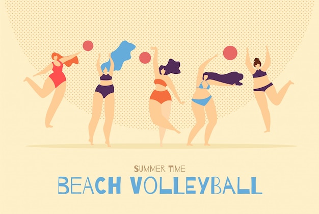 Free vector beach volleyball playing woman background