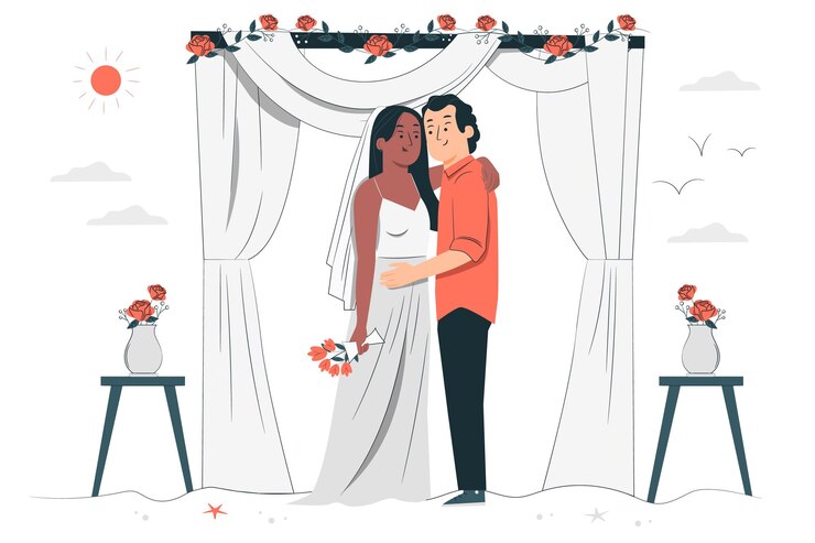 Free Vector beach wedding concept illustration