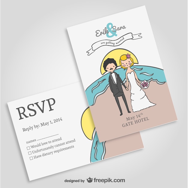 Beach wedding invitation mock-up