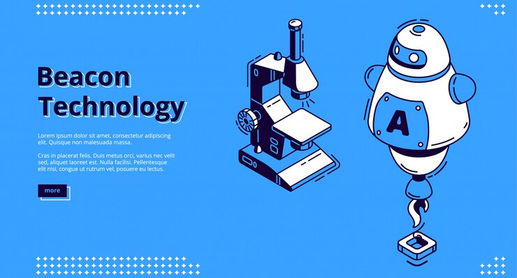 Free Vector beacon technology isometric banner with robot