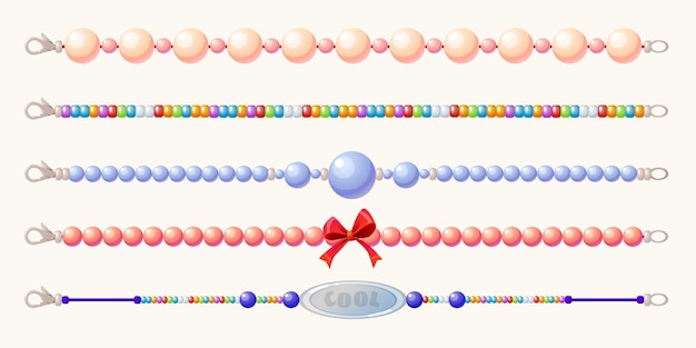 無料ベクター 珠のブレスレットとネックレスセット