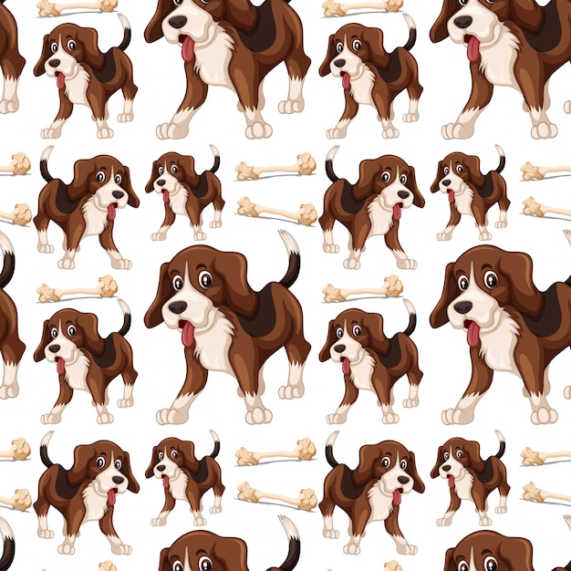 Free vector beagle dog seamless pattern