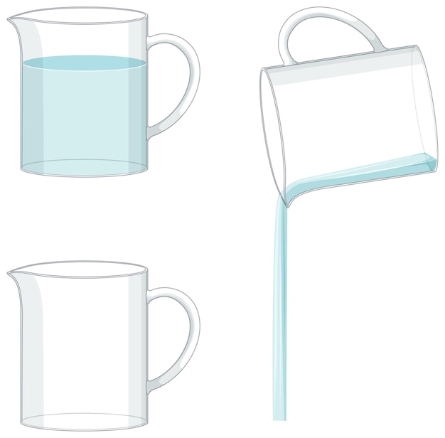 Free vector beaker filled with water and blank beaker