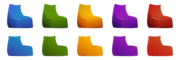 Бесплатное векторное изображение Кресла-мешки мягкая мебель для сидения