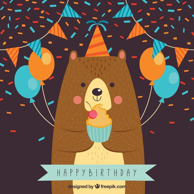Медведь фон празднует день рождения