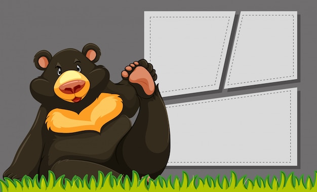 Free vector bear on blank template