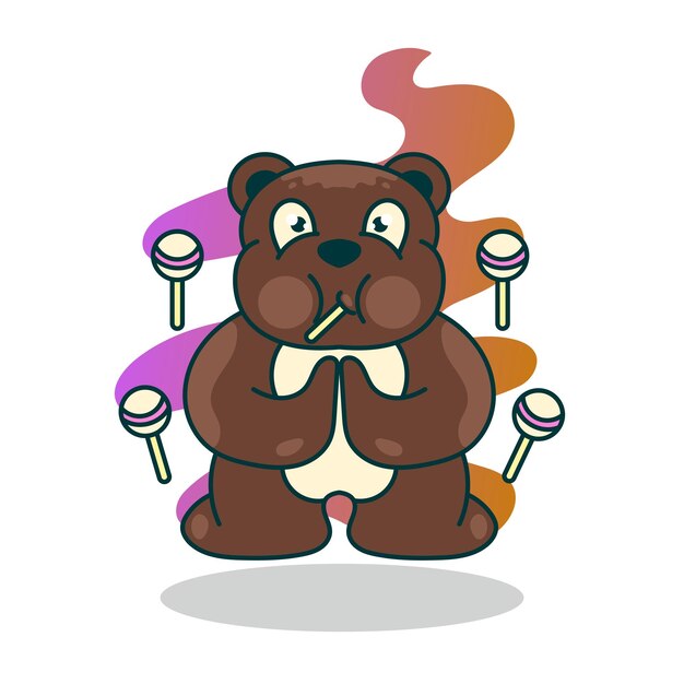 Медведь милый с конфетами мультипликационный персонаж иллюстрации