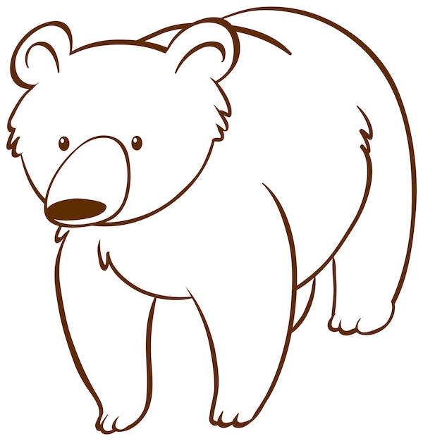 Медведь в простом стиле каракули на белом фоне