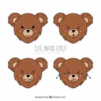 Free vector bear emoticons with four facial expressions