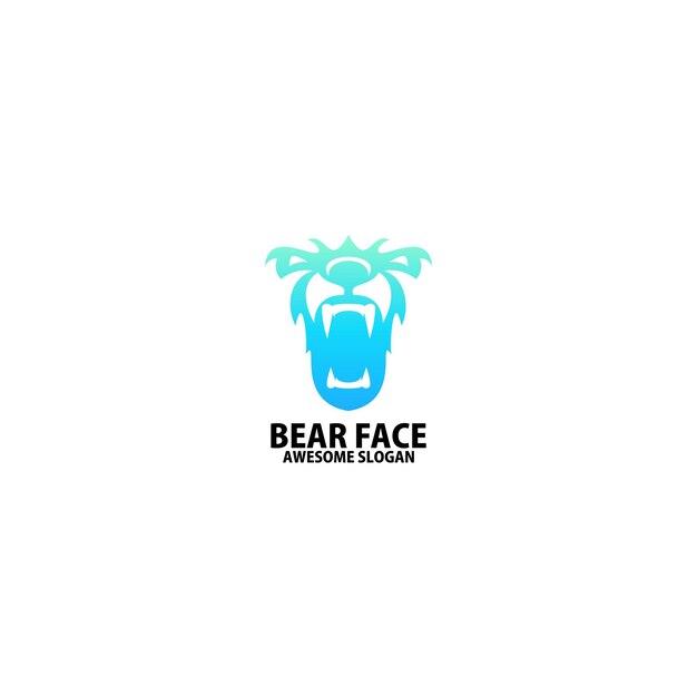 Bear face logo design gradient color