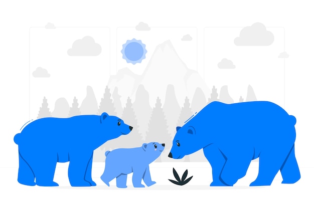 Free vector bear family concept illustration