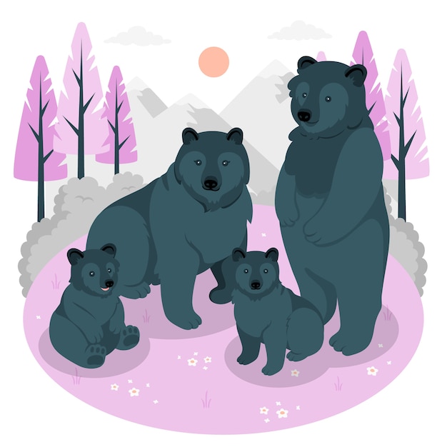 Free vector bear family concept illustration