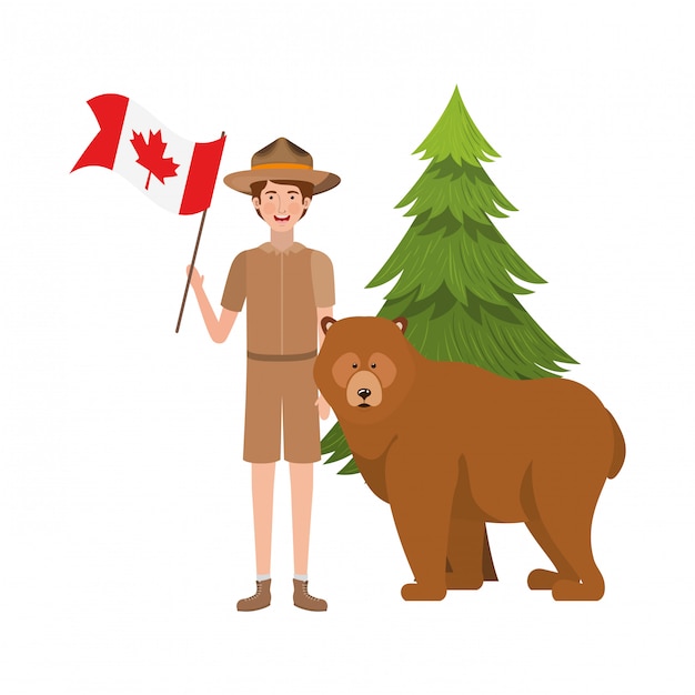 Bear forest anima and rangerl of canada