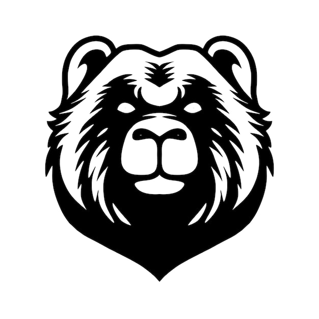 クマの頭の線画イラスト プレミアムベクター