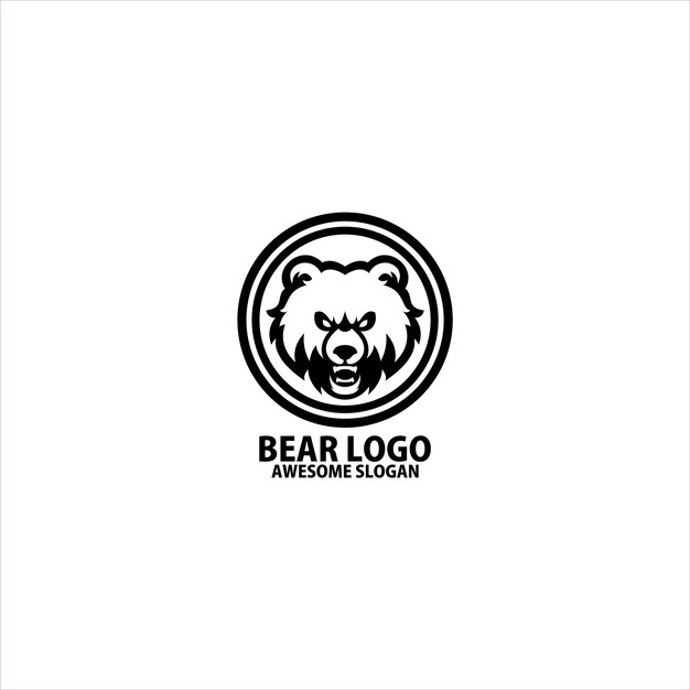 Vettore gratuito simbolo di progettazione del logo dell'arte della linea della testa dell'orso