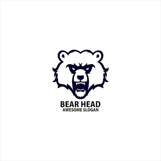 Vettore gratuito colore della linea di design del logo della testa dell'orso