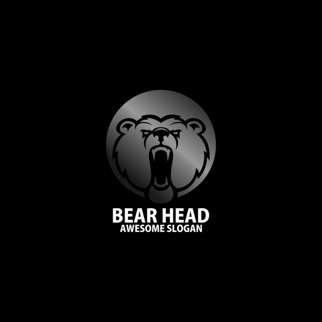 Медвежья голова логотип элегантный дизайн градиент цвета