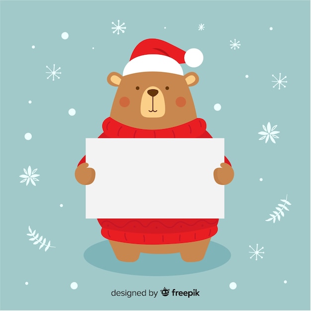 Free vector bear holding blank sign