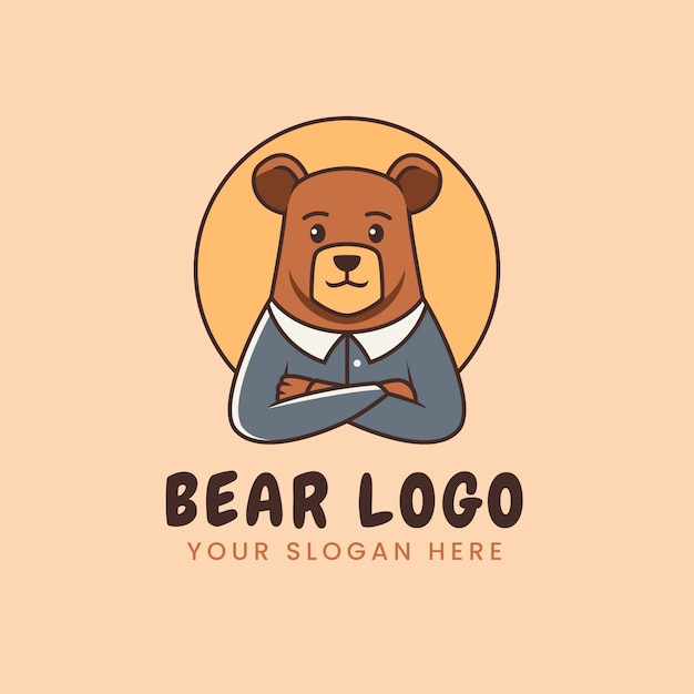 Vettore gratuito disegno del modello del logo dell'orso