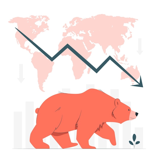 Free vector bear market concept illustration