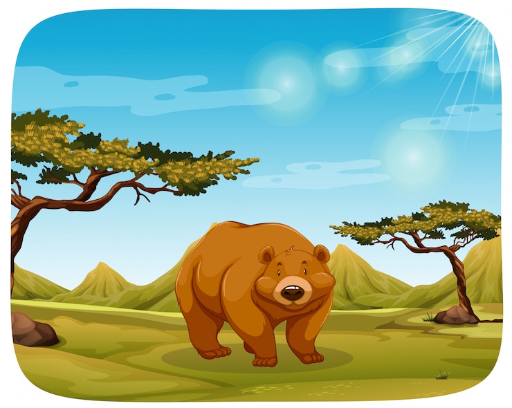 Free Vector a bear in nature scene