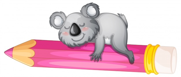 Free vector bear sleeping on pencil