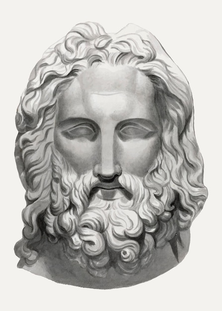 Bearded head vector vintage illustration, remixed from the artwork by John Flaxman