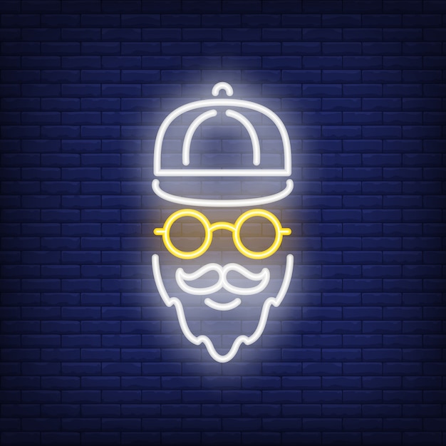 Vettore gratuito insegna al neon barbuto hipster